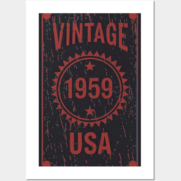 Vintage 1959 USA Deep Red Wall Art by Fractalizer